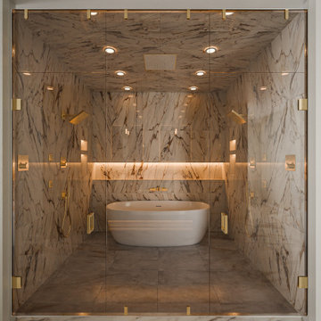 Luxury Marble Bathroom with Gold Accents
