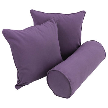 Solid Twill Throw Pillows With Inserts, 3-Piece Set, Grape