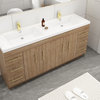 Rosa 72" Double Sink Freestanding Vanity with Reinforced Acrylic Sinks, Natural Oak