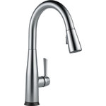 Delta - Delta Essa Single Handle Pull-Down Kitchen Faucet With Touch2O Technology, Arcti - Touch it on. Touch it off. Whether you have two full hands or 10 messy fingers, Delta Touch2O Technology helps keep your faucet clean, even when your hands aren't. A simple touch anywhere on the spout or handle with your wrist or forearm activates the flow of water at the temperature where your handle is set. The Delta TempSense LED light changes color to alert you to the water's temperature and eliminate any possible surprises or discomfort. Delta MagnaTite Docking uses a powerful integrated magnet to pull your faucet spray wand precisely into place and hold it there so it stays docked when not in use. Delta faucets with DIAMOND Seal Technology perform like new for life with a patented design which reduces leak points, is less hassle to install and lasts twice as long as the industry standard*. Kitchen faucets with Touch-Clean  Spray Holes  allow you to easily wipe away calcium and lime build-up with the touch of a finger. You can install with confidence, knowing that Delta faucets are backed by our Lifetime Limited Warranty. Electronic parts are backed by our 5-year electronic parts warranty.  *Industry standard is based on ASME A112.18.1 of 500,000 cycles.