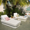 Outdoor White Vinyl Modern Daybed, Cot with Lean Wedge
