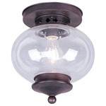 Livex Lighting - Livex Lighting 5032-07 Harbor - One Light Semi-Flush Mount - Canopy Included: Yes  Shade IncHarbor One Light Sem Bronze Hand Blown Cl *UL Approved: YES Energy Star Qualified: n/a ADA Certified: n/a  *Number of Lights: Lamp: 1-*Wattage:100w Medium Base bulb(s) *Bulb Included:No *Bulb Type:Medium Base *Finish Type:Bronze