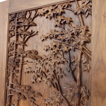 Black Walnut Wood Carved Doors