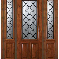 Pre-hung Sidelites Door 96 Wood Alder Casablanca 2/3 Lite Glass - Front Doors