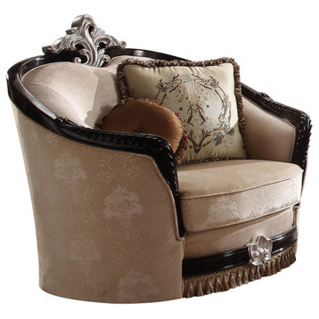 Acme Ernestine Chair With 2 Pillow Tan Fabric and Black