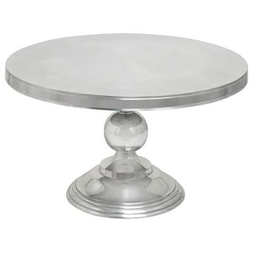 Unique Coffee Table, Aluminum Pedestal Base, Round Top With Shiny Silver Finish