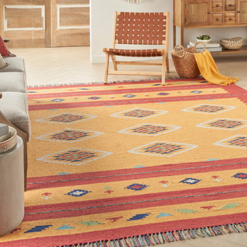 Nourison Home 8'x10' Baja Yellow and Red Large Flat Weave Area Rug