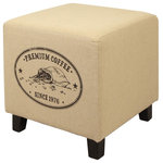 Lux Home - Elaina Vintage French Recycle Coffee Ottoman C - The Elaina Vintage French Recycle Ottoman is a great accent piece for any home. With 1 of 4 eye-catching coffee patterns, this adorable ottoman is sure to inspire conversation. Use this ottoman as additonal seating or a footrest anywhere in your home.