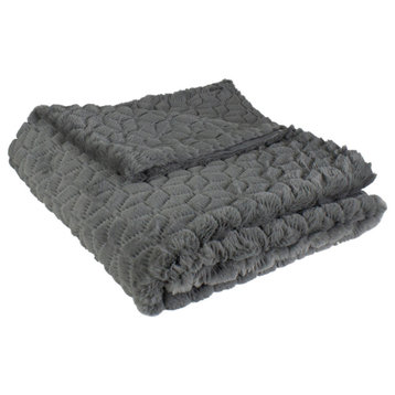 Dark Gray Ultra Plush Faux Fur Throw Blanket 55" x 63"