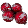 Set of 4 Red Matte Glass Ball Hanging Christmas Decorations 3.2"