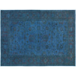 Bareens Designer Rugs - Overdyed Rose Blue/Blue Area Rug, 11'11"x17'2" - Masterfully hand-knotted by skilled artists, this over dyed hand knotted rug highlights careful attention to detail and color to create a remarkable chromatic composition. Each rug is hand knotted using centuries old techniques and mellowed down by the natural energy of the sun. While retaining the original design each rug is given a unique artistic composition by over dying and washing each rug in remarkable color palette to produce a bolder, brighter, modern and saturated look. The modern inspired look with rich, luscious detailing, vibrant feel and a show-stopping palette with saturated colors provides an unexpected decor twist. The historic and timeless appearance of this collection offers an exquisite quality of one-of-a-kind artistic rugs.