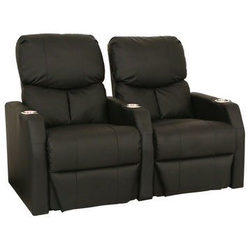 Seatcraft 12006 Theater Seats - Black, Bonded Leather, Manual, Row of 2