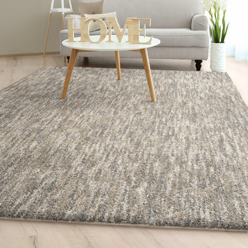 Palmetto Living by Orian Next Generation Solid Taupe Gray Area Rug, 6'7"x9'6"