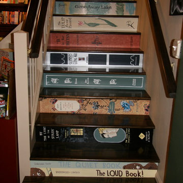 Bookstore staircase and wall mural