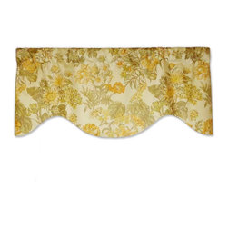 Priority Home and Design - Robert Allen Amber Olive Yellow Chintz Floral Valance - Valances
