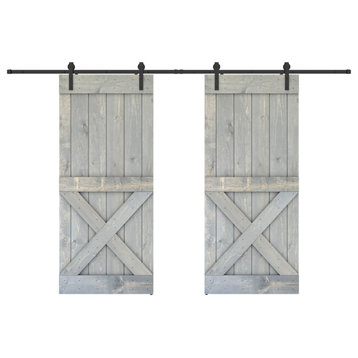 Solid Wood Barn Door, Made in USA, Hardware Kit, DIY, Grey, 72x84"