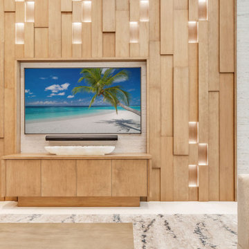 Custom three dimensional European oak feature wall