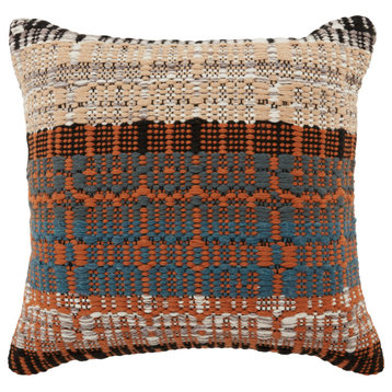 Jaipur Living Zyan Indoor/Outdoor Orange and Blue Trellis Poly Fill Pillow 22"