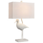 Elk Home - Wade Table Lamp - Featuring a wading bird design in a matt white finish, this resin piece, with metal appointments, is a fresh take on adding character and charm to a costal or contemporary interior. Its crisp, modern styling is topped with a rectangular, white lined, hard back shade in textured, white linen.