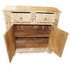 Consigned Antique Vintage White Chest Sideboard Side Table Hand Carved 2 Drawer