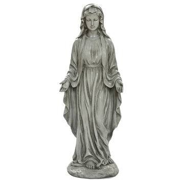 30.5" H Virgin Mary Indoor Outdoor Statue, Gray