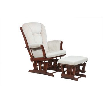 Alice Glider Chair and Ottoman, Espresso, Without Pillow