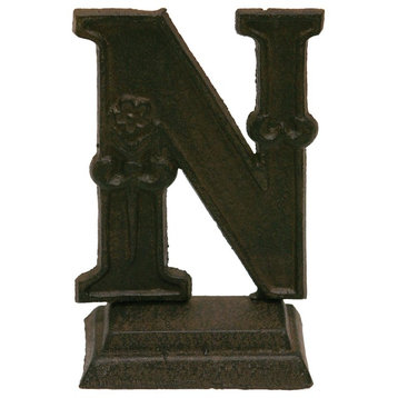 Iron Ornate Standing Monogram Letter N Tier Tray Tabletop Figurine 5 Inches