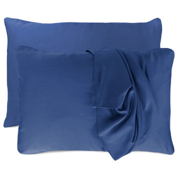 BedVoyage 100% Rayon Viscose Bamboo Pillowcase Set, Indigo, Standard