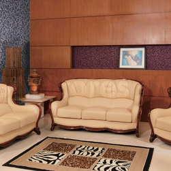 Classic Genuine Italian Leather 3 PC Living Room Set - Sofas