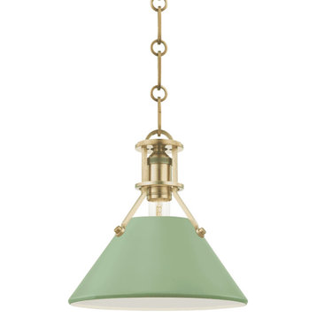 Hudson Valley Painted No.2 by Mark D. Sikes Mini Pendant in Aged Brass and Lea
