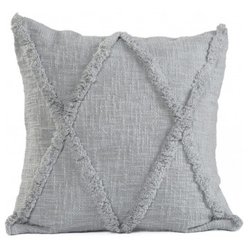 18" X 18" Light Gray 100% Cotton Geometric Zippered Pillow