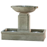 Campania International - Austin Garden Water Fountain - With water bubbling out of the top of the urn and spilling over the beautiful copper spillers into the rectangular basin below, the Austin Garden Water Fountain creates a soothing atmosphere filling your garden with the sounds of a babbling brook. Fiber reinforced cast stone and a water recirculation system makes this fountain both beautiful inside and out.