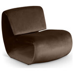 Meridian Furniture - Nouveau Upholstered Chair, Brown, Velvet - The playful Nouveau brown velvet accent chair is a unique piece that will spark conversation. Its innovative design and soft velvet upholstery make it a comfortable and eye-catching addition to any room. Embrace the future of seating with its sleek, sculptural design to create a futuristic and chic aesthetic.