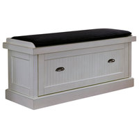 Nantucket Upholstered Bench, Distressed White