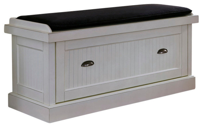Nantucket Upholstered Bench, Distressed White