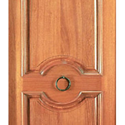 Round Top Single Door, Hand Carved 2-Panel in Mahogany with Door Knob - Front Doors