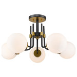 Z-Lite - Parsons Five Light Semi Flush Mount, Matte Black / Olde Brass - Give your home a spectacular new look with the rich tones of this five-light semi-flush mount light. It features a matte black and olde brass finish and opal shades that deliver the warm glow you want. It will add a touch of ambient brilliance to any space in the home from bathroom and bedroom to dining room and kitchen to living room and game room.