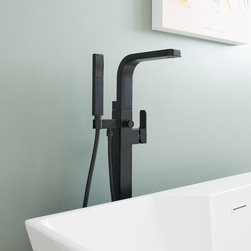 Hibiscus Freestanding Tub Filler With Hand Shower - Bathtub Faucets