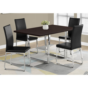 Dining Table 60" Rectangular Kitchen Dining Room Metal Brown Chrome