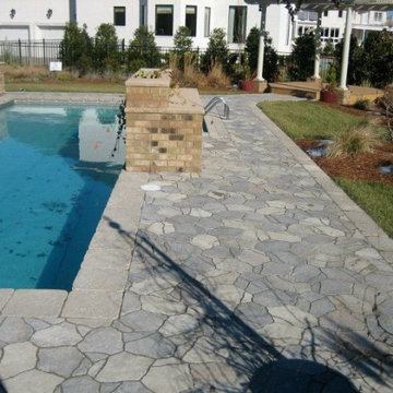 Pool Pavers with Raised Planter Beds