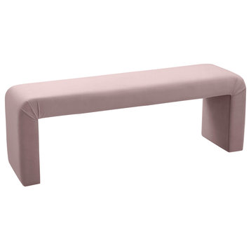 Minimalist Velvet Upholstered Bench, Pink