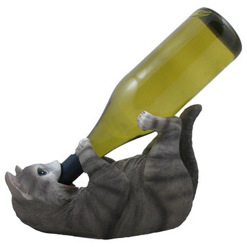 Drinking Gray Kitty Cat Wine Bottle Holder