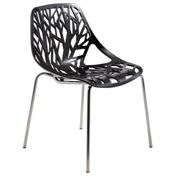 Leisuremod Modern Asbury Dining Chair W/ Chromed Legs Ac16Bl