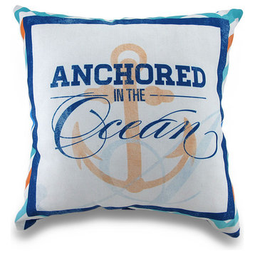 Anchored In The Ocean In/Outdoor Nautical Theme Decorative Throw Pillow 18in.