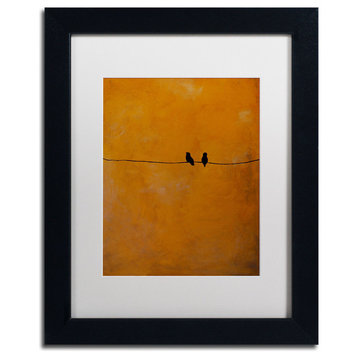 'Bird Pair Yellow' Matted Framed Canvas Art by Nicole Dietz
