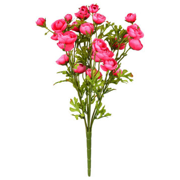 Vickerman Fq190279 18" Artificial Pink Ranunculus Bush
