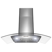 Golden Vantage 36” Stainless Steel and Glass 3 Speed Push Panel Range Hood