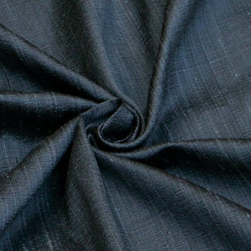 Midnight Blue Silk Dupioni Fabric By The Yard, 9 Yards For Curtain, Dress