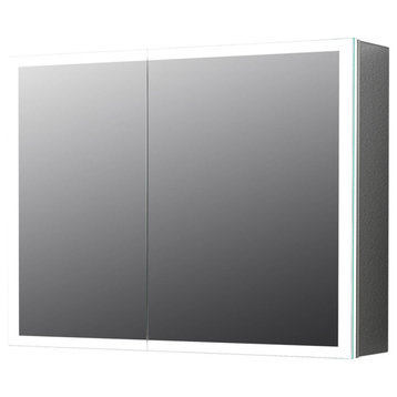 LED Recessed/Surface Mount Medicine Cabinet, Aluminum, 42"x30", Right Hand Door