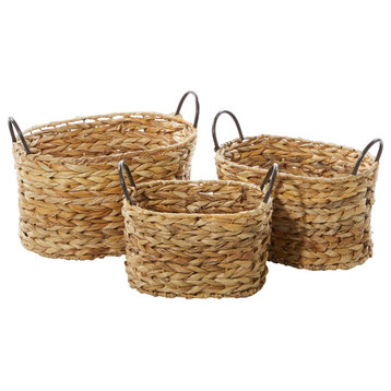 Coastal Brown Metal Storage Basket Set 66545